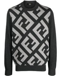 Fendi - Wool Pullover With Ff Pattern - Lyst