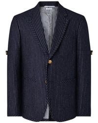 Thom Browne - Manteau De Sport En Flanelle À Rayures - Lyst