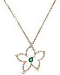 Leo Pizzo - 18kt Rose Gold Emerald And Diamond Necklace - Lyst