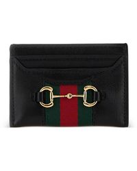 Gucci - Horsebit Striped Leather Card Holder - Lyst