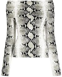 KHAITE - Snakeskin-Print Off-Shoulder Top - Lyst