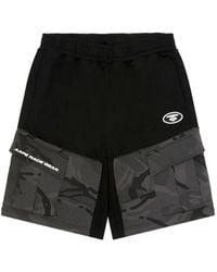 Aape By A Bathing Ape - Aapeunvs Camouflage-Panel Logo-Print Shorts - Lyst