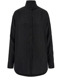 Ferragamo - Viscose Blouse With Sash Collar - Lyst