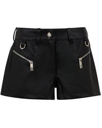 John Richmond - Logo-Patch Zip-Detail Leather Shorts - Lyst