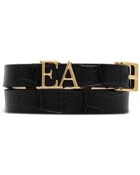 Emporio Armani - Croc-Embossed Buckle Belt - Lyst