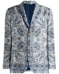 Etro - Single-Breasted Silk Jacket With Placed Pocket-Square Paisley Print - Lyst