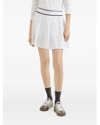 Brunello Cucinelli - Stretch-Cotton Piqué Mini Skirt With Logo - Lyst