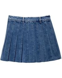 Maison Kitsuné - Pleated Denim Mini Skirt - Lyst