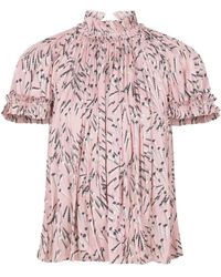Rabanne - Gathered-detail Graphic-print Blouse - Lyst