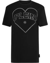 Philipp Plein - Katoenen T-Shirt Met Hartpatroon - Lyst