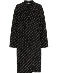 Stella McCartney Logo Print Oversized Coat - Black