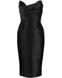 Marchesa - Strapless Satin Midi Dress - Lyst