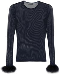Mugler - Mesh Feather-Cuff Top - Lyst