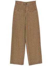 Uma Wang - Contrast-Stitch Wide-Leg Trousers - Lyst