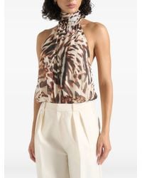 Manière De Voir - Phoebe Animal Blouson Tie-Neck Open Back Top Multi - Lyst