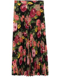 Junya Watanabe - Floral Print Pleated Midi Skirt - Lyst