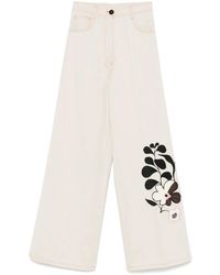 forte_forte - Floral-Embroidered Trousers - Lyst