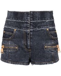 Balmain - Short En Jean À Poches Multiples - Lyst