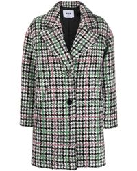 MSGM - Houndstooth-pattern Single-breasted Coat - Lyst