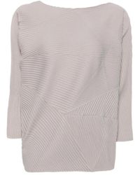 MEIMEIJ - Plissé-Effect Boat-Neck Blouse - Lyst
