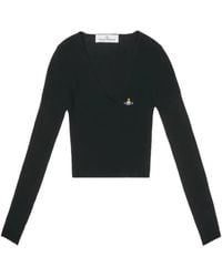 Vivienne Westwood - Logo-Embroidery V-Neck Sweater - Lyst