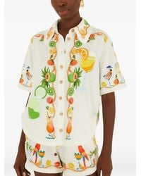 FARM Rio - Off- Biricutico Scarf Embroidered Short-Sleeve Shirt - Lyst