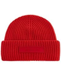 Moncler - Wool Beanie With Logo Patch - Lyst