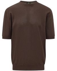 Hōsio - Perforated-Knit Short-Sleeve Sweater - Lyst