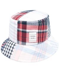 Thom Browne - Logo-Patch Checked Bucket Hat - Lyst