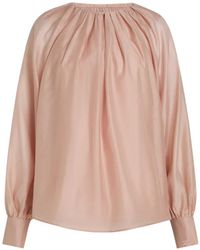 KARL LAGERFELD - Gathered-Neck Long-Sleeve Blouse - Lyst