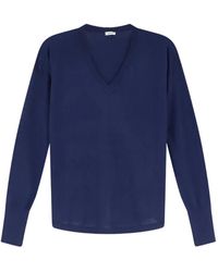 Aspesi - V-Neck Long-Sleeve Fine-Knit Top - Lyst