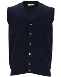Al Duca d'Aosta - V-Neck Cashmere Sleeveless Cardigan - Lyst