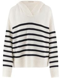 Allude - Striped Hooded Sweater - Lyst