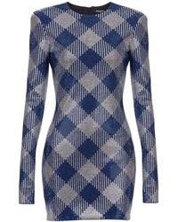 Balmain - Rhinestone-Embellished Gingham Mini Dress - Lyst