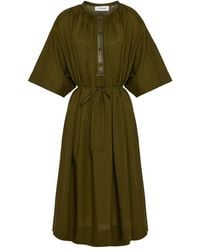 Yves Salomon - Midi-Jurk Met Leren Afwerking - Lyst