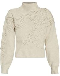 Cult Gaia - Floral-Applique Mock-Neck Sweater - Lyst