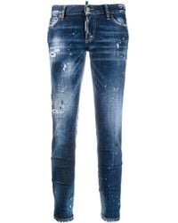 DSquared² Vaqueros pitillo con efecto envejecido - Azul