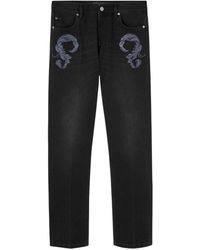 Versace - Straight Mid-waist Jeans Met Barok Borduurwerk - Lyst