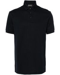 Emporio Armani - Pattern-jacquard Polo Shirt - Lyst