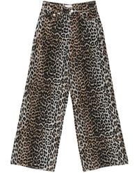 Ganni - Leopard-Print Trousers - Lyst