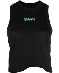 Ganni - Top sin mangas con logo estampado - Lyst