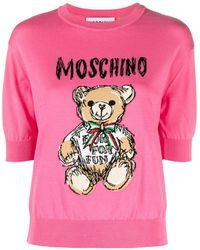 Moschino - Maglione crop Teddy Bear con ricamo - Lyst