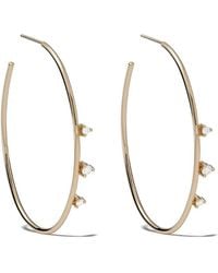 Mizuki - 14Kt Diamond Hoop Earrings - Lyst