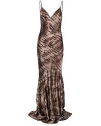 Elisabetta Franchi - V-Neck Printed Maxi Dress - Lyst