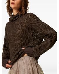 Twinset - Mesh Turtleneck Sweater With Lurex - Lyst