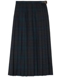 Burberry - Geruite Plooirok Van Wolblend - Lyst