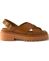Prada - Logo Leather Sandals - Lyst