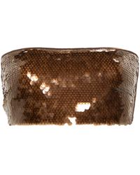 Alberta Ferretti - Sequin-embellished Cropped Tube Top - Lyst