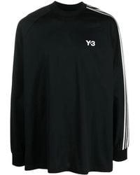 Y-3 - Logo-Print 3-Stripes Sweatshirt - Lyst