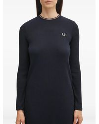 Fred Perry - Logo-Embroidered Ribbed-Knit Midi Dress - Lyst